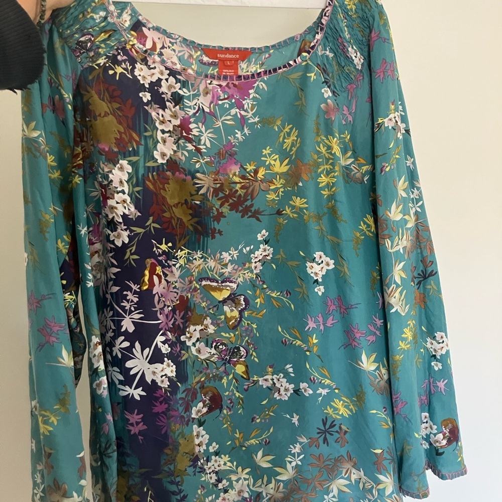 Sundance silk floral blouse top